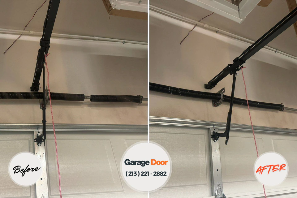 Before and after: garage door repair Cottonwood Falls, KS